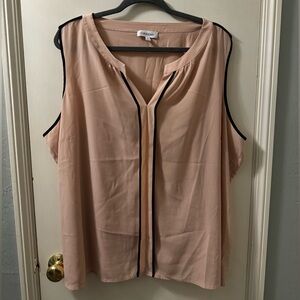 Calvin Klein 3x blush pink/black sleeveless blouse